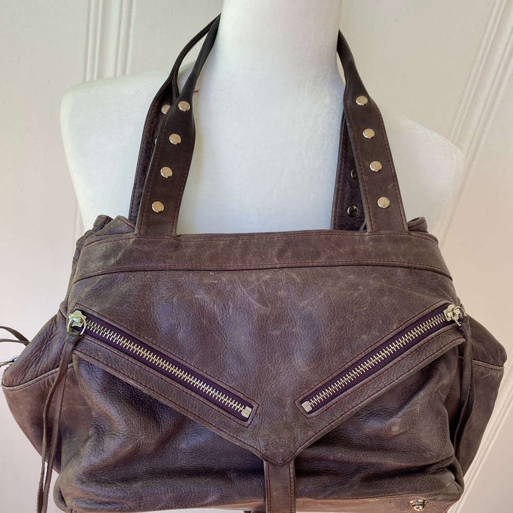 Botkier Trigger Leather Satchel Grey Plum - image 2